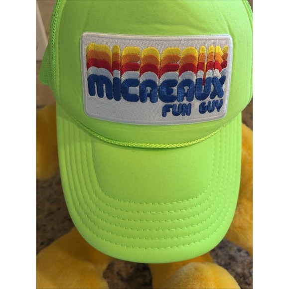 Jamnola‎ Neon Green Micreaux Fun Guy Patch Trucker Hat Snapback Baseball Cap O/S - Picture 4 of 12